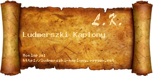Ludmerszki Kaplony névjegykártya